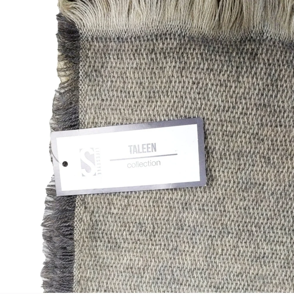 NWT Taleen Collection Luxurious Taupe "Tweed" Fringe Wrap Scarf - Picture 2 of 4